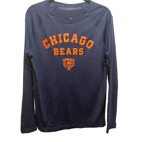 Men's Chicago Bears Navy Blue Orange Long-Sleeve Crew Neck Tee T-Shirt Size M - Picture 1 of 5